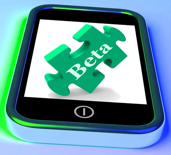 Beta On Phone Shows Online Demo Software Or Development — Stock Photo, Image