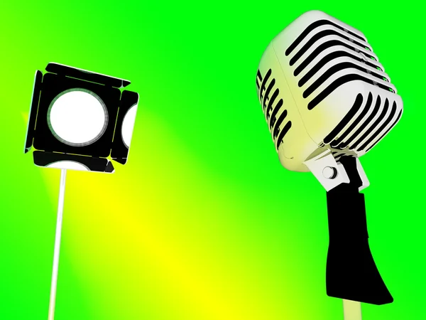 Luz e microfone mostra entretenimento concerto ou talento — Fotografia de Stock
