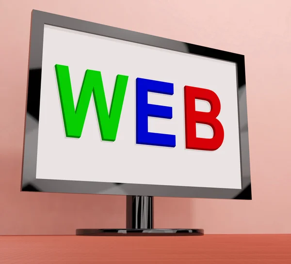 Web op monitor toont internet www of net — Stockfoto