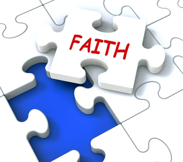 Faith Jigsaw Showing Religious Spiritual Belief Or Trust — Stockfoto