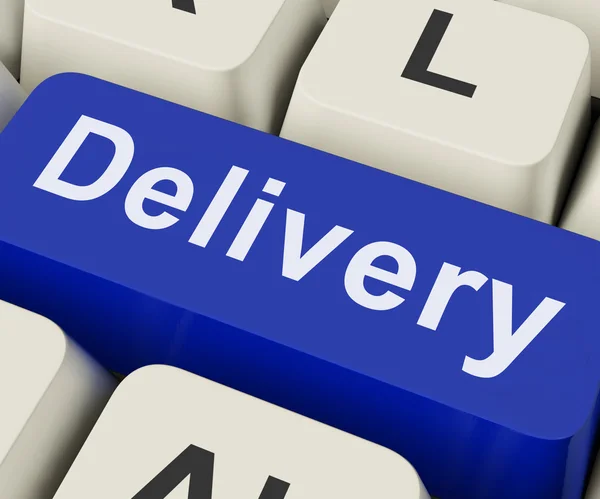 Delivery Key Means Distribution Or Transmissio — Stock Photo, Image