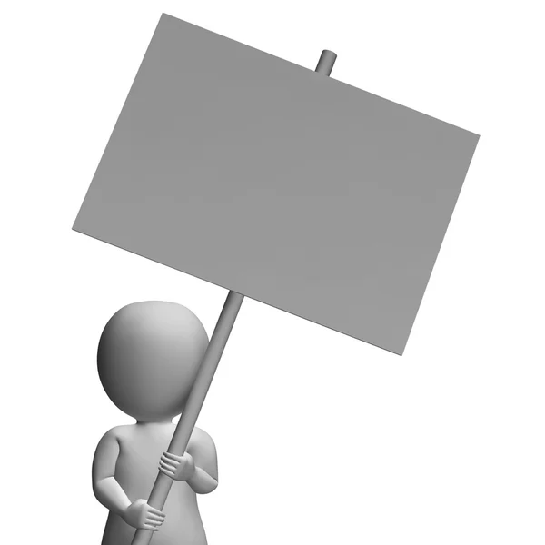 Character With Placard Allows Message Or Presentation — Stock Photo, Image