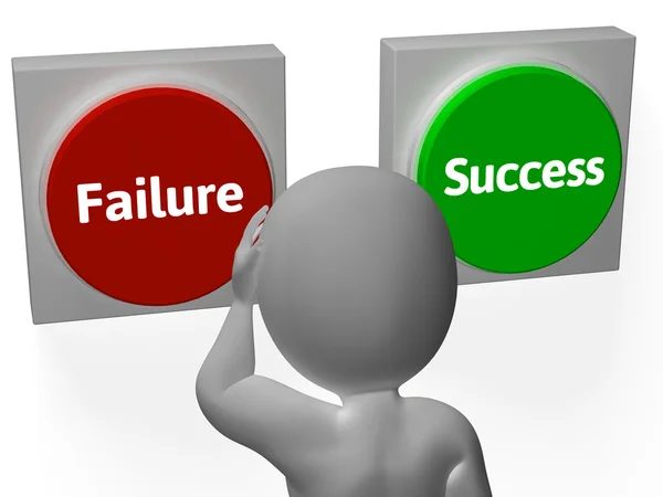 Failure Success Buttons Show Outcome Or Motivation — Stock Photo, Image