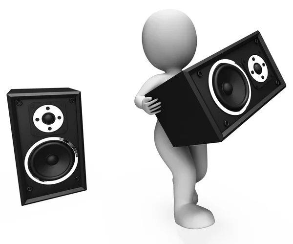 Loud Speakers Character Shows Music Disco Or Party — Stock Photo, Image