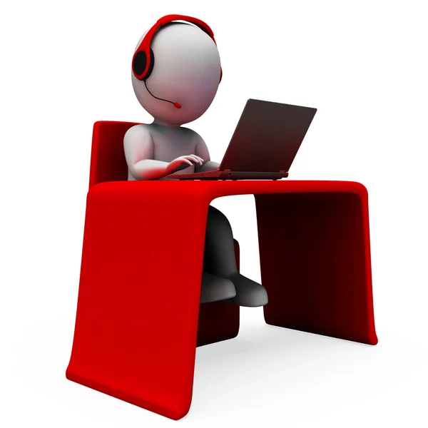 Helpdesk Hotline Operator Shows Support — Stock Photo, Image