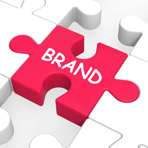 Brand Jigsaw Shows Branding Trademark Or Product Label — Zdjęcie stockowe