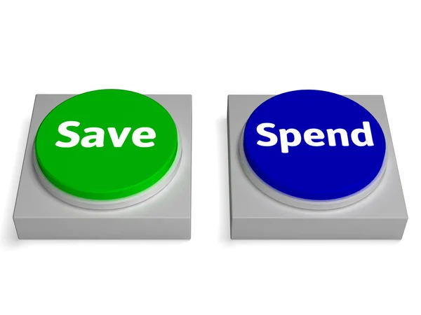 Guardar gastar botones muestra ahorro o gasto — Foto de Stock