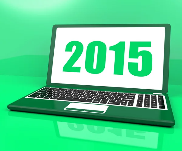 Two Thousand And Fifteen On Laptop Shows Year 2015 — Stock Photo, Image
