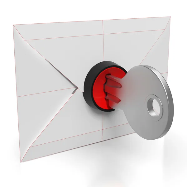 Busta e chiave che mostrano l'email sicura — Foto Stock