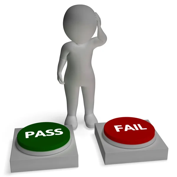 Pass Fail Buttons Shows Passing Or Failing — Stock Photo, Image