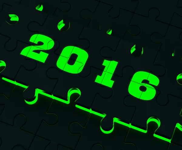Twee duizend en zestien op puzzel toont jaar van 2016 resolutie — Stockfoto