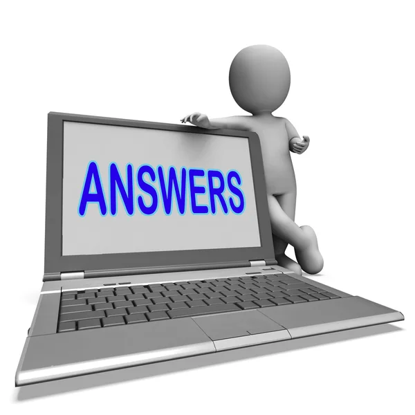 Answers Laptop Shows Faq Assistance And Help Online — Stock Photo, Image