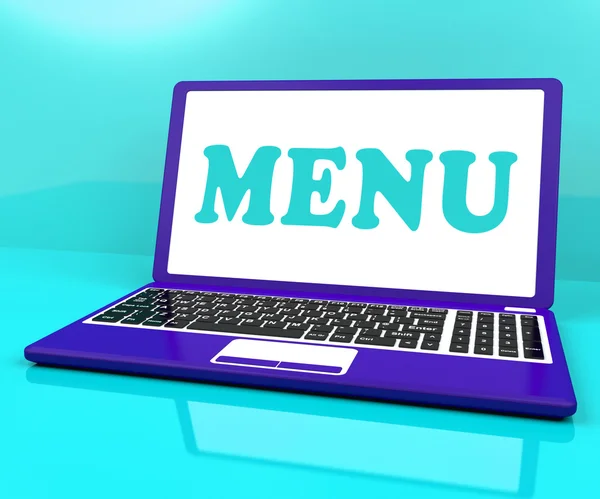 Menu Laptop Shows Ordering Food From Restaurant On Web — Stock Photo, Image