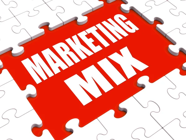 Marketing Mix Puzzle zeigt Marktplatz Preis Produkt und p — Stockfoto