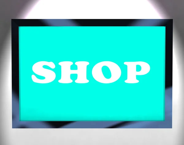 Obchod obrazovka ukazuje, nákup z úložiště online — Stock fotografie