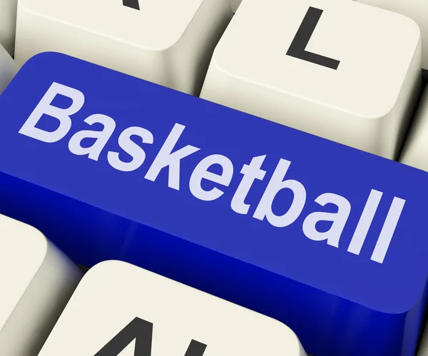 Basketbalový klíč ukazuje basketbal na Internetu nebo webu — Stock fotografie