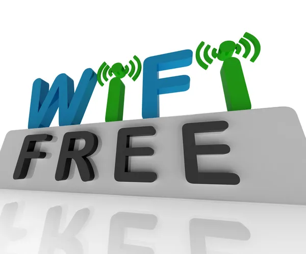 W-ifi gratis muestra conexión web y puntos de acceso móviles —  Fotos de Stock