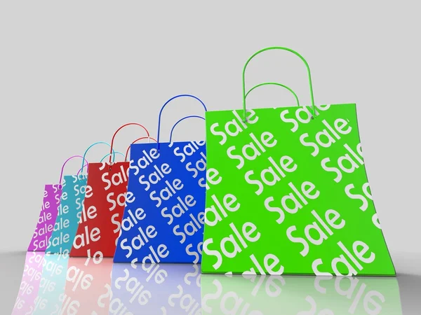 Verkoop boodschappentassen toont koopjes — Stockfoto