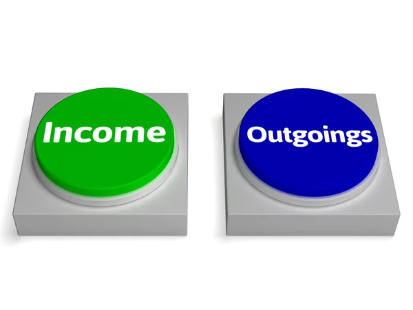 Income Outgoings Buttons Shows Profits Or Expenses — Stock Photo, Image