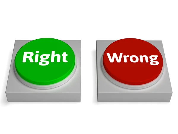 Right Wrong Buttons Show True Or False — Stock Photo, Image