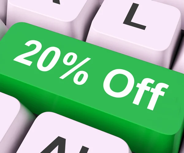 Twenty Percent Off Key Means Discount Or Sal — Stock Photo, Image