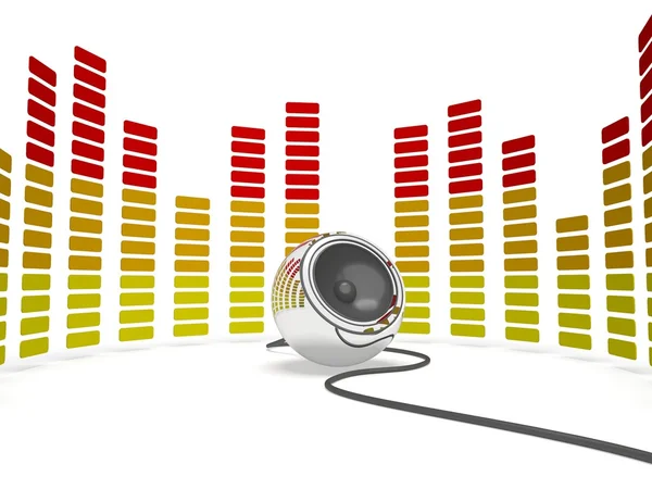 Grafische equalizer en spreker shows muziek of musical audio — Stockfoto