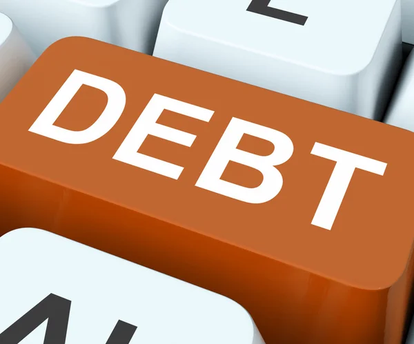 Debt Key Show Indebtedness Or Liabilitie — Stock Photo, Image