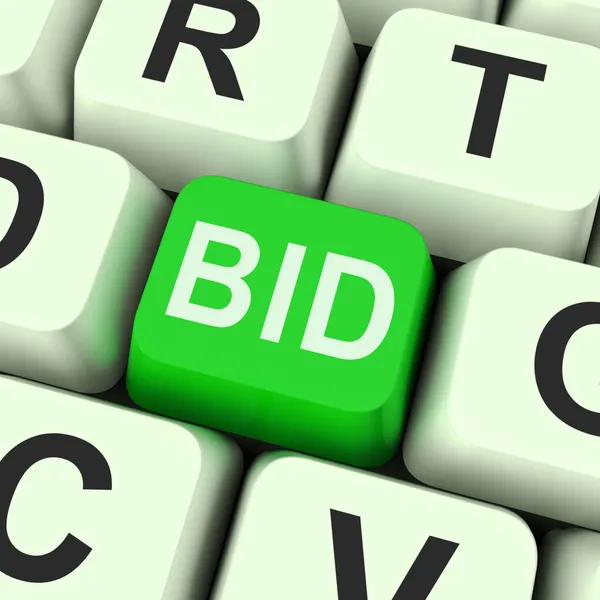 Bid Key Shows Online Auction Or Bidding — Stock Photo, Image