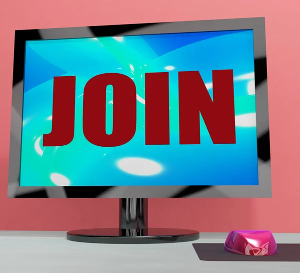 Join On Monitor Shows Registration Membership Or Volunteer — Stock Photo, Image