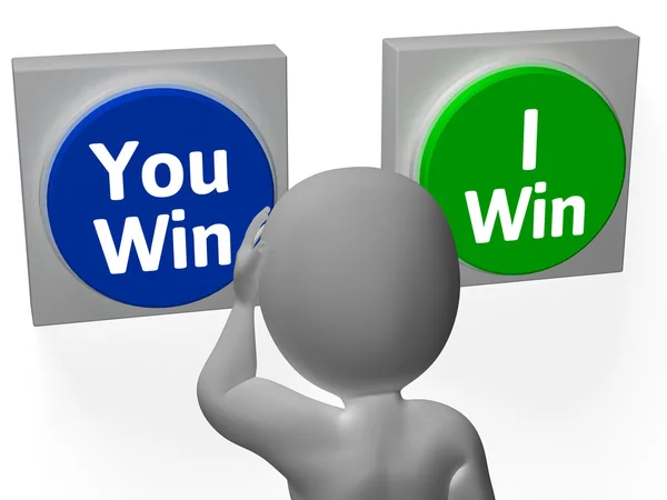 You I Win Buttons Show Opposition Or Gaming — Stock Photo, Image