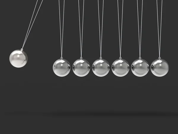 Seven Silver Newtons Cradle Shows Blank Spheres Copyspace For 7 — Stock Photo, Image