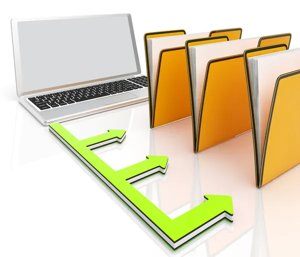 Laptop And Folders Shows Administration And Organized — Stock Photo, Image