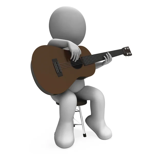 Acoustic Guitar Character Shows Guitarist Music And Performance — Stock Photo, Image