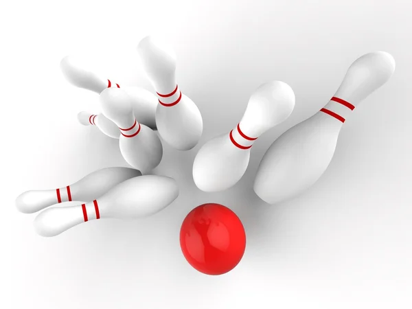Bowling Strike Showing Skittles Game Success — Stock Photo, Image