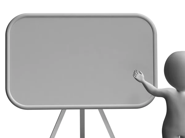 Character With Blank Signboard Allows Message Or Presentation — Stock Photo, Image