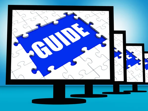 Guide Screen Shows Helping Organizer Or Guidance — Stock Photo, Image