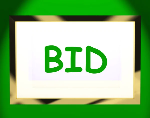 Bid On Screen Shows Bidding Bidder Or Auction — Stock Photo, Image