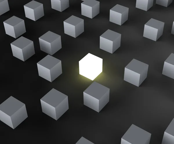 Unique Illuminated Block Showing Standing Out — Stock Photo, Image