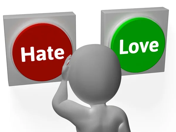 Hate Love Buttons Show Attitude Or Hatred — Stock Photo, Image