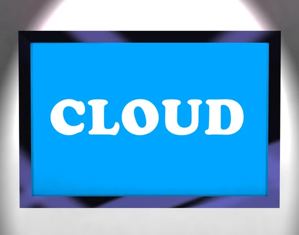 Cloud On Monitor Menampilkan Komputasi Jaringan atau Jaringan — Stok Foto