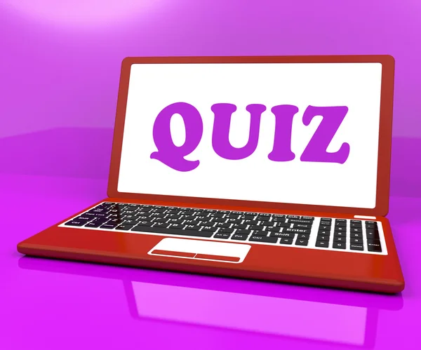 Quiz-Laptop bedeutet Testquiz oder Online-Fragen — Stockfoto
