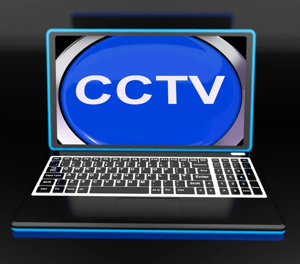 Le moniteur d'ordinateur portable CCTV montre la protection de sécurité ou la surveillance Onli — Photo