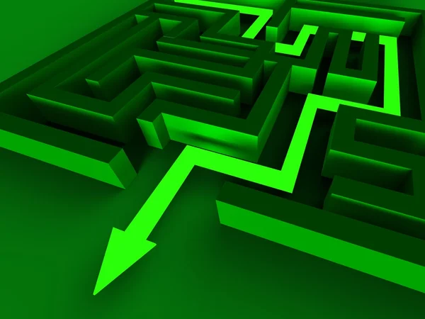 Sair labirinto mostrando Puzzle Way Out — Fotografia de Stock