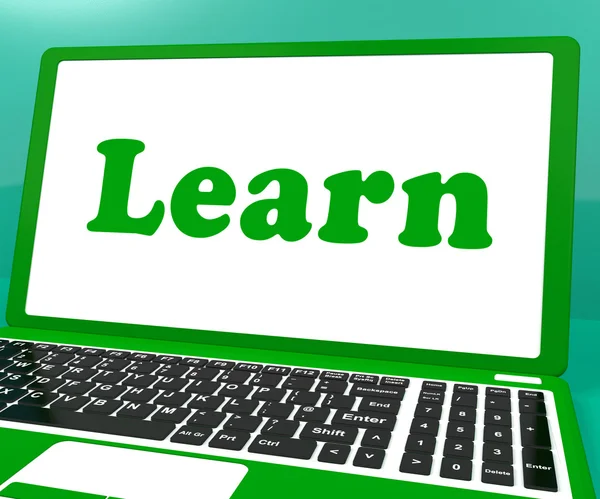 Ismerje meg a Laptop mutatja a webes tanulás, vagy tanulás — Stock Fotó