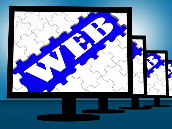 Web on Monitors zeigt Webseiten Internet www oder net — Stockfoto