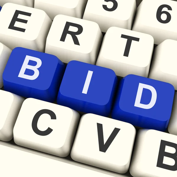 Bid Keys Show Online Bidding Or Auction — Stock Photo, Image