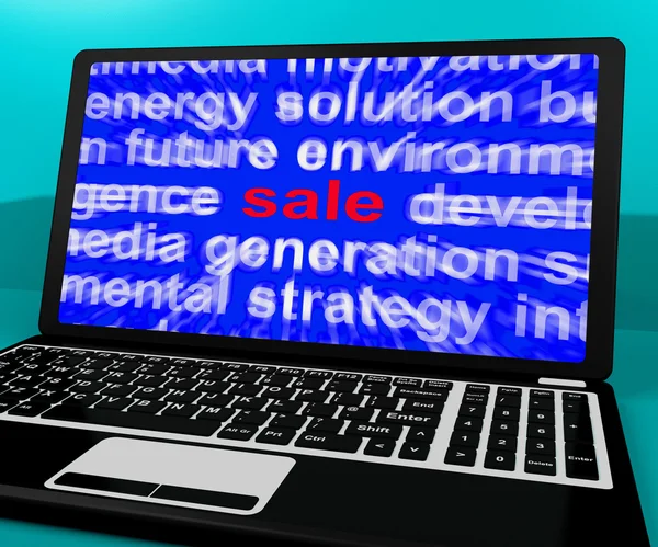 Sale Laptop Shows Reductions Discount Or Offer Online — Stock Photo, Image