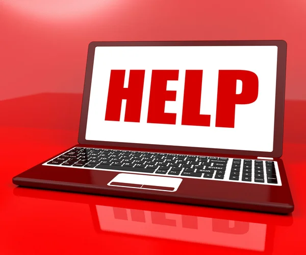 Help On Laptop Shows Customer Service Helpdesk Or Support — Stock Photo, Image