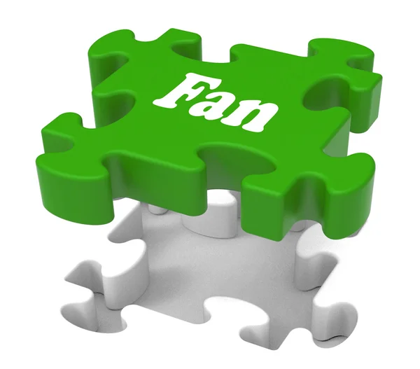 Ventilator jigsaw toont online volgeling houdt of internet fans — Stockfoto