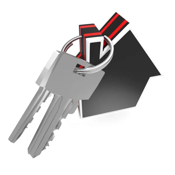 Klucze i dom Wyświetlono zabezpieczenia domu — Zdjęcie stockowe